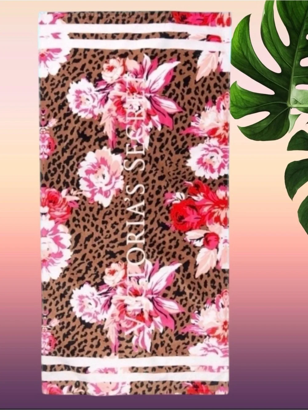 NEW Victoria’s Secret leopard Peony beach towel